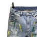 Men's Blue Paint-Splatter Distressed Denim Shorts | Loose Fit 5-Inch Inseam Casual Streetwear Shorts For Men_mkmklike.com
