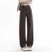 American Retro-style Coffee-colored Wide-leg Jeans For Women, New Autumn 2025 Collection, High-waisted Straight-leg_mkmklike.com