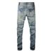 Foreign Trade Wholesale High Street Men's Ripped Jeans Men's Slim Men's Pants Retro Men's Elastic Youth Trousers_mkmklike.com