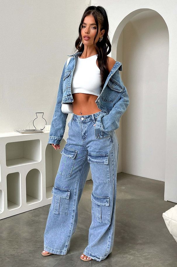 Women's Clothing Fashion Retro Pocket Washed Straight Workwear Jeans Joint Wide Leg Casual Jeans_mkmklike.com