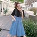 Denim Summer 2025 New Korean Edition Small Fresh Medium Long College Style Half Length Skirt Strap Dress_mkmklike.com