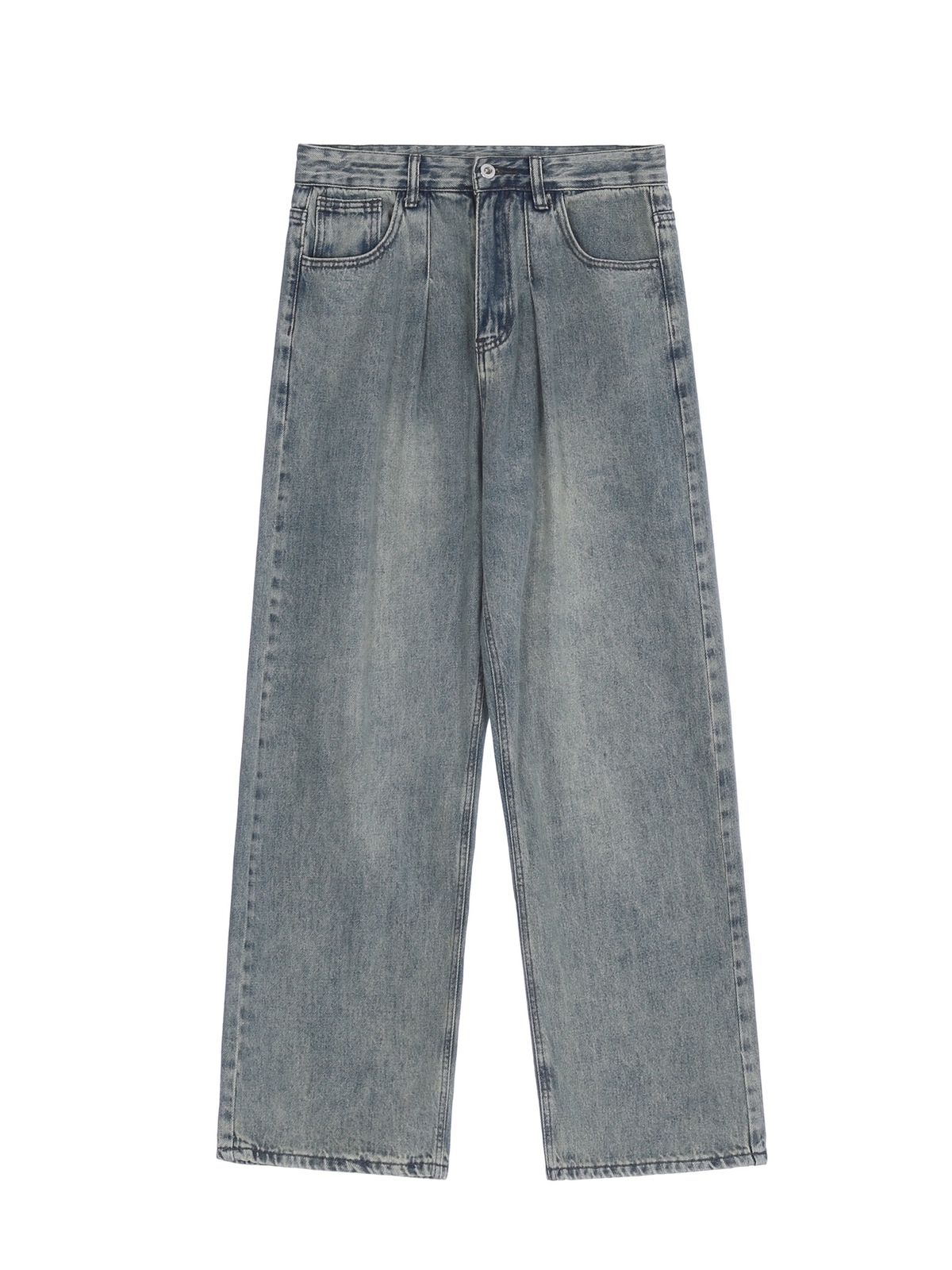 Vintage Washed Oversized Jeans – Unisex High-Waisted Relaxed Fit Wide Leg Trousers (S-3XL, Cotton Blend, Distressed Streetwear)_mkmklike.com