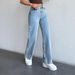 High Waist Straight Leg Jeans For Women - Light Blue Denim Pants With Mid-Stretch & Wrinkle-Free Finish (Classic Fit, Size XS-6XL)_mkmklike.com