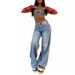 Women's Clothing Retro American-Style High-Waisted Wide-Leg Jeans For Women – Loose Fit Straight Denim Pants With Distressed Wash_mkmklike.com