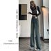 Women's Slim Straight Leg Jeans - High Waist Relaxed Fit Vintage Denim Pants For Autumn, Comfortable & Flowy Wide Leg Trousers In Cement Gray_mkmklike.com