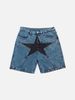Women's Clothing Street Fashion Loose And Contrasting Five Pointed Star Patch Denim Pants_mkmklike.com
