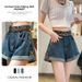 High Waisted Pear Shaped Figure Denim Shorts for Women plus Size Loose A-Line Wide Leg Pants Chubby Summer Thighs_mkmklike.com