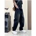 Men's American Retro Washed Distressed Black Gray Jeans Straight Leg Loose Fit Wide Leg Design Curved Blade Trousers Spring Autumn Style_mkmklike.com