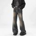 Splicing Jeans Men's 2025 Spring And Autumn New American Fashion Brand Gradient Washed Loose Straight Leg Casual Pants_mkmklike.com
