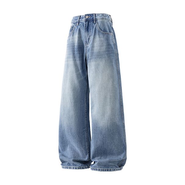 Nordmann Muqiu Clothing | American Street Style Draped Jeans Men's Baggy Loose Straight Wide-Leg Pants_mkmklike.com
