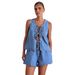 Women's Clothing Summer Fashion Casual Sleeveless Lace Up High Waist Women's Vest Denim Suit Shorts Women_mkmklike.com