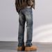Autumn New Jeans Men's Fit Straight Tube Loose Trendy Brand American Retro Double Craft Washed Middle Waist Youth Large Size Clothes Decoration_mkmklike.com