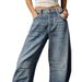 Women's Relaxed Straight-Leg Jeans – High-Waisted Washed Denim Pants With Effortless Drape_mkmklike.com