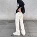 Men's Clothing Unisex Boyfriend Style White Denim Jeans Rivet Design Versatile Straight Leg Trendy Floor Length Pants American High Street Niche_mkmklike.com