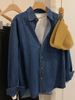 Chicco Chicco Winter Blue Denim Outerwear Women's Spring Autumn Regular Shoulder Niche Design Shirt Jacket Top_mkmklike.com