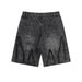 Men's Clothing Ripped Denim Shorts Trendy High Street Five Point Pants Loose Straight Retro Washed Raw Edge Pants_mkmklike.com