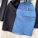 Women's Clothing 2024 Spring Women's Design Sense Contrast Color Stitching Niche Zipper Slim Short Denim Hip Skirt Dress Women_mkmklike.com