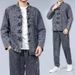Loom Embroidered Tang Retro Youth European And American Loose Button Denim Jacket Stand Collar Suit Chinese Style Men's_mkmklike.com