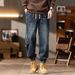 2026 American Retro Jeans Men's Autumn And Winter Loose Trendy Brand Elastic Waist Tied Feet Trendy Casual Tooling Thick Pants_mkmklike.com