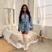 Women's Clothing New Women's Fashion Diamond Shaped Raw Edge Crochet Washed Cardigan Top And A Line Shorts Set_mkmklike.com