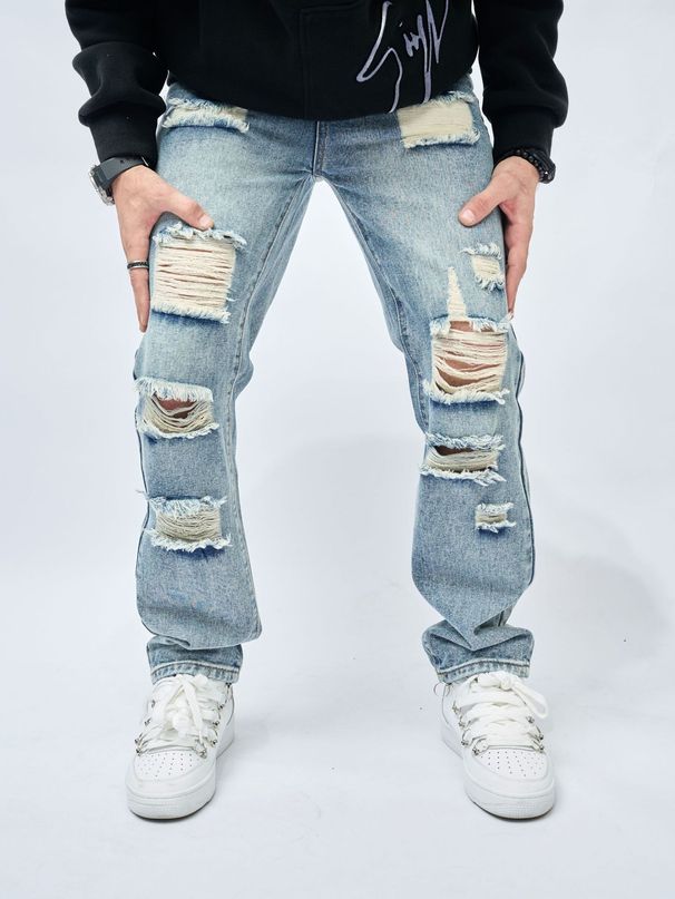 Men's Retro Loose Jeans - American High Street Wide Leg Pants | Trendy Streetwear (Black/Blue/Khaki)_mkmklike.com