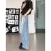 Trendy Brand Wide Leg Jeans for Men Loose plus Size Light Color Slightly Flared Hong Kong Style Spring Autumn New_mkmklike.com