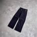 Black Straight-Leg Jeans – Distressed Punk Cargo Pants With Rivets (Cotton Blend, Streetwear Style)_mkmklike.com