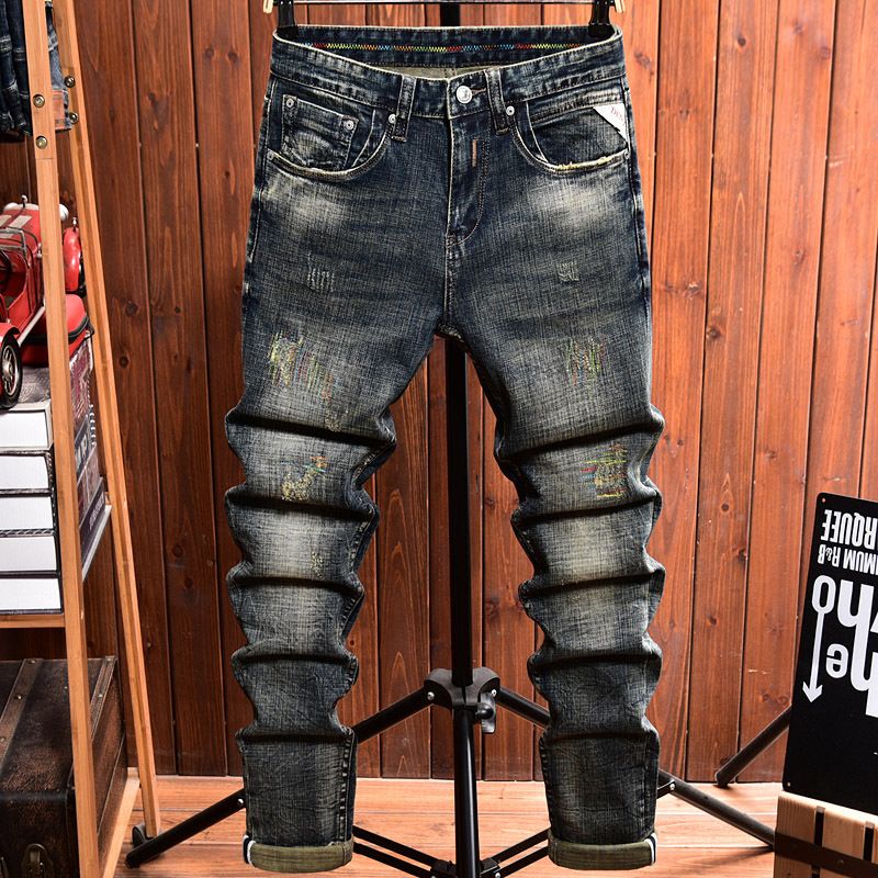 Men's Clothing Trendy Jeans, Korean Style, Slim Fit, Straight Leg, Versatile, New High End Casual Trousers_mkmklike.com