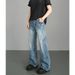 Men's Clothing High Street Men's Straight Leg Jeans Cleanfit Twill Lightning Crack Washed Slight Flare For Formal & Casual For Men_mkmklike.com