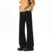 American Retro Black Flared Pants For Men, Autumn High Street Cleanfit Loose Wide-leg Straight Slimming Jeans_mkmklike.com