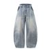 Bamboo Splicing Deconstructed Scimitar Jeans Men's Workwear Punk Distressed Washed Loose Fit Trousers Trendy_mkmklike.com