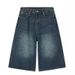 Retro Loose Wide Leg Straight Cropped Jeans Men's Design Hot Selling Denim Pants_mkmklike.com
