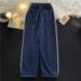 Men's Patchwork Straight Leg Cargo Jeans Loose Wide Leg Street Style Cool And Edgy Autumn Winter Trendy Brand Design_mkmklike.com