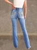 Women's Clothing Slimming Stretch Jeans Embroidered Back Pocket Double Buttons Denim Jeans For Spring Summer_mkmklike.com