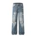 Men's Clothing Retro Style High End Washed Blue Street Fashion Hole Design Men's Loose Flared Jeans_mkmklike.com