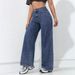 Women's High Waist Straight Leg Distressed Denim Jeans - Loose Fit Wide Leg Floor-Length Pants (Light Blue, Dark Blue, Black)_mkmklike.com