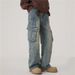 Utility Cargo Jeans – Vintage Washed Denim Pants With Multi-Pockets (Blue, S-3XL)_mkmklike.com