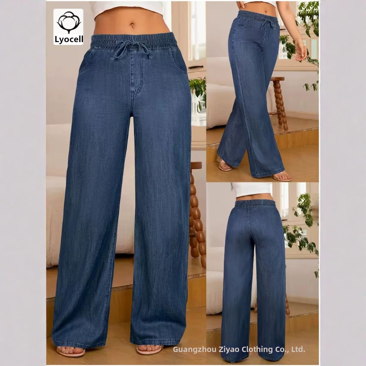 Summer High Waisted Slimming Floor Length Tencel Denim Jeans Loose Fit Versatile Casual Style for Women 2026 New Arrival_mkmklike.com