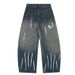 Graffiti Heart Letter Washed Vintage Jeans For Women 2025 Autumn Loose Versatile Wide-Leg Pants_mkmklike.com