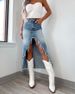 Women's Clothing New Denim Skirt High Waist Irregular Raw Edge Distressed Washed Skirt Women_mkmklike.com