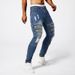 Men's Slim Fit Distressed Ripped Stretchy Jeans European American Style Retro Long Pants_mkmklike.com