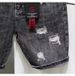 Trendy Brand Fashion Personality Embroidery Slim Straight Leg Denim Shorts Men Ins Korean Version Trendy Summer Black_mkmklike.com