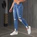 Stretch Ripped Skinny Jeans For Women - High Waist Slim Fit Denim Pants With Comfortable Elasticity, Fashionable Distressed Design_mkmklike.com