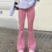 Women's Clothing New Fashion High Waist Slim Street Style Pink Hip Flared Casual Jeans_mkmklike.com