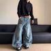 Men's Clothing Men's American Retro Washed Loose Straight Leg Jeans Trendy Wide Leg Floor Length Trousers Style For Formal & Casual_mkmklike.com