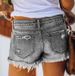 K Broken Hole Tassel High Waisted Breasted Denim Shorts For Women_mkmklike.com