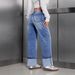 Women's Elegant Straight Leg Jeans Retro Fashion Street Style Solid Color New Style_mkmklike.com