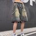 Men's Clothing Summer Retro Stitching Raw Edge Denim Shorts Men Ins Trendy High Street Casual Versatile Loose Straight Shorts_mkmklike.com
