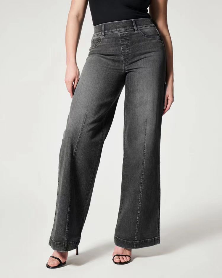 2025European and American foreign trade denim loose comfortable stretch women's jeans wide leg pants_mkmklike.com