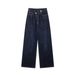 Women's Clothing High Waist Wide Leg Jeans - Double Button Front Streetwear Denim Pants In Blue/Black/Gray_mkmklike.com